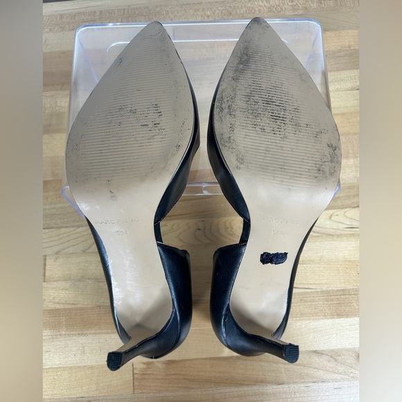 Marc Fisher Darlina D'orsay Pumps Black Pointed Toe Gold Trim 3.5” High Heel - Picture 9 of 11